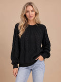 Cable Knit Sweater – Black Crew Neck Classic