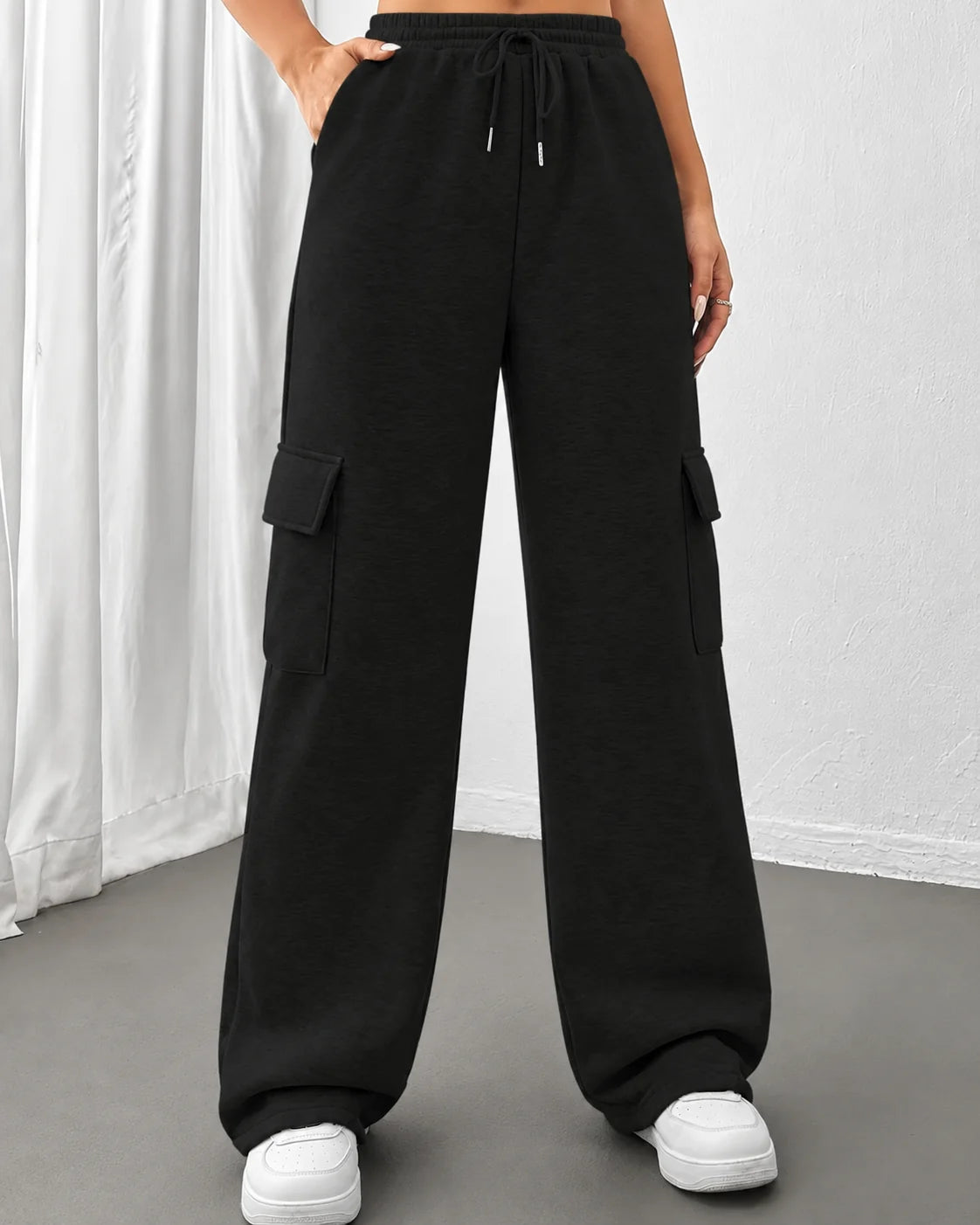 Cargo Pants – Gray Wide Leg Drawstring Joggers
