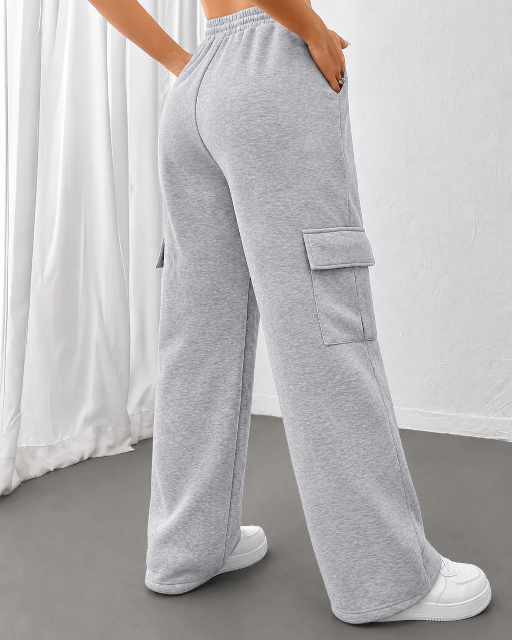 Cargo Pants – Gray Wide Leg Drawstring Joggers
