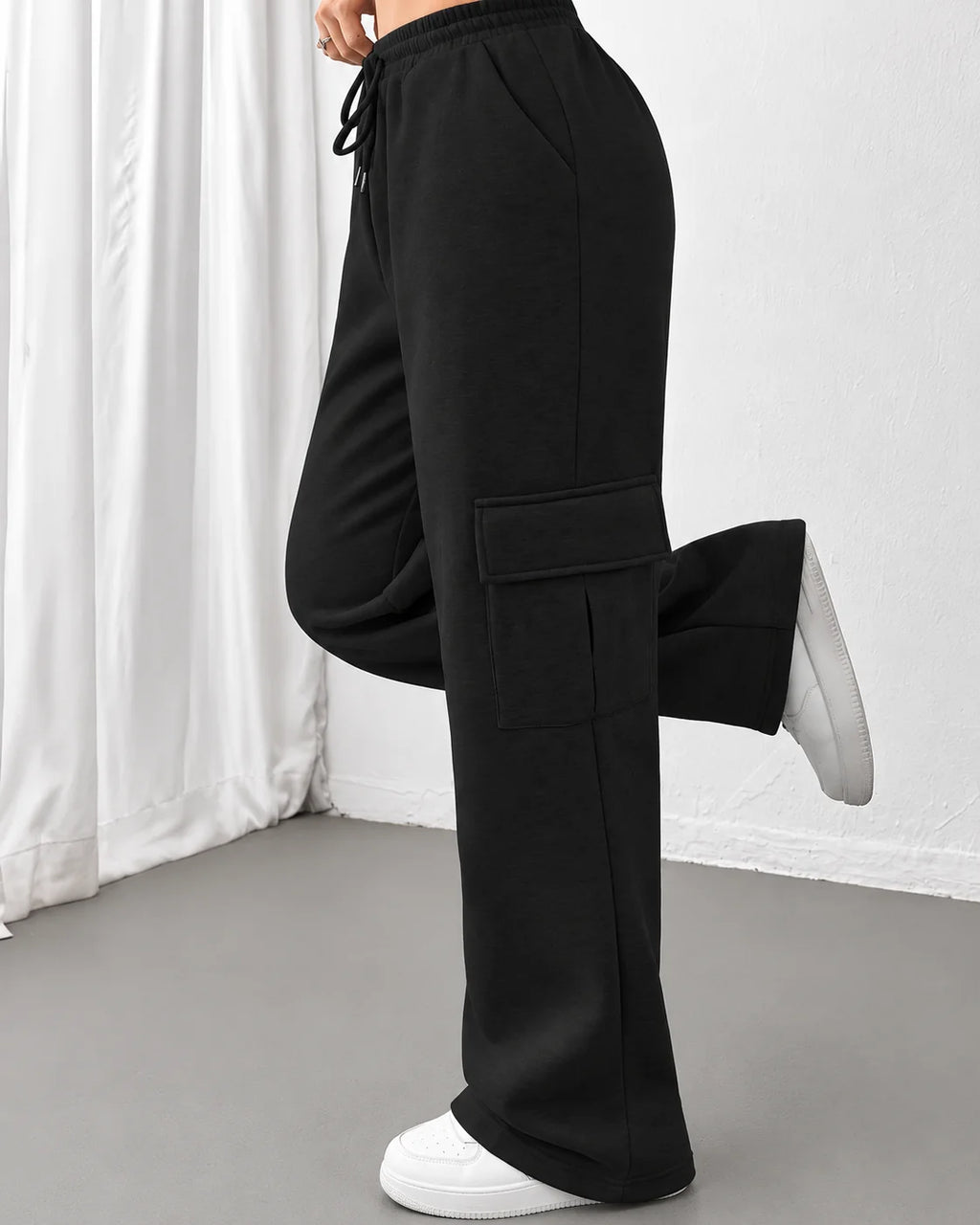 Cargo Pants – Gray Wide Leg Drawstring Joggers