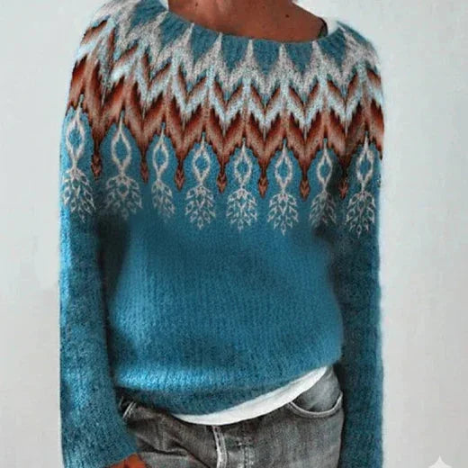 christmas sweater women nordic pattern – Light Blue