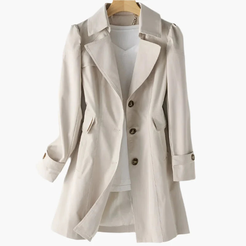 Classic Button Front Trench Coat for Women