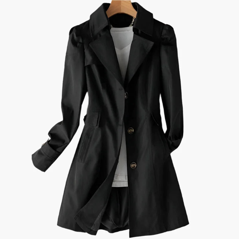 Classic Button Front Trench Coat for Women