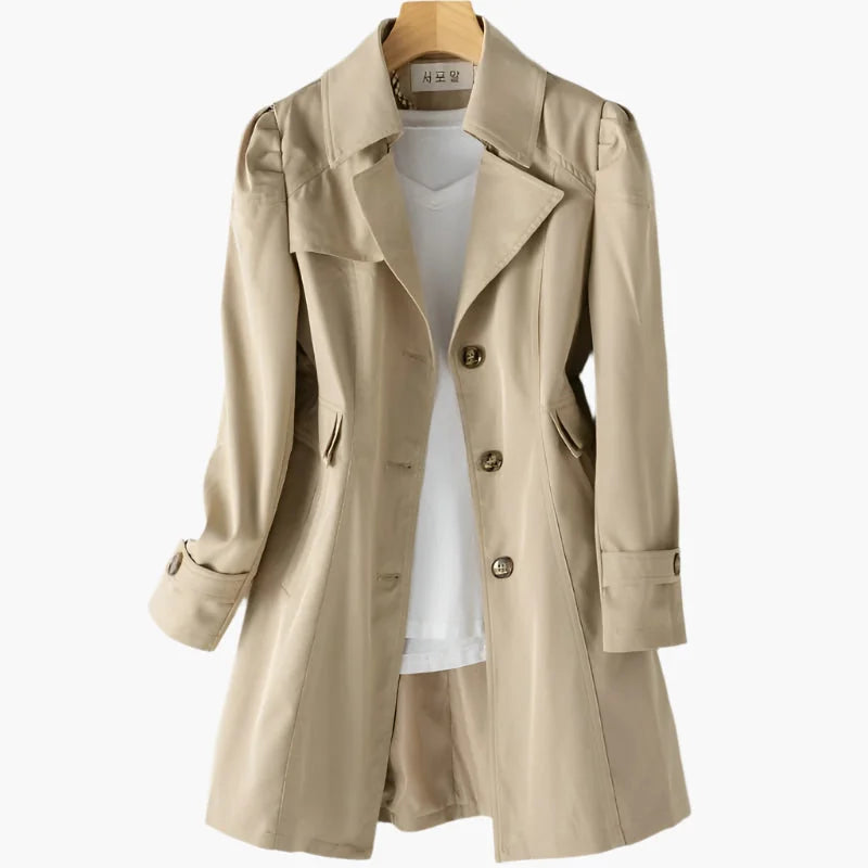 Classic Button Front Trench Coat for Women
