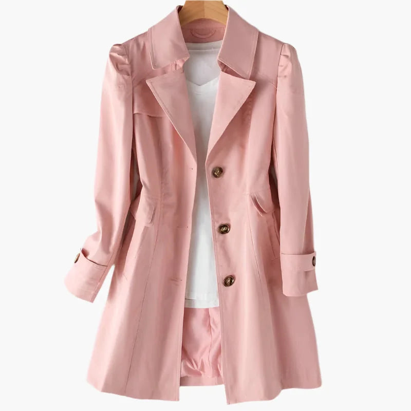 Classic Button Front Trench Coat for Women