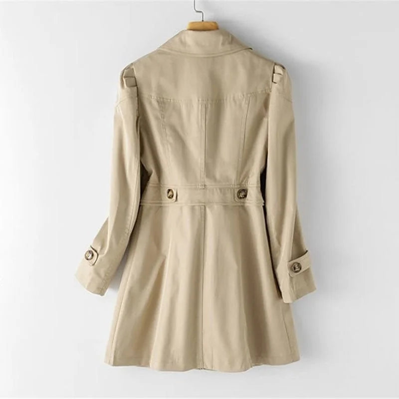 Classic Button Front Trench Coat for Women