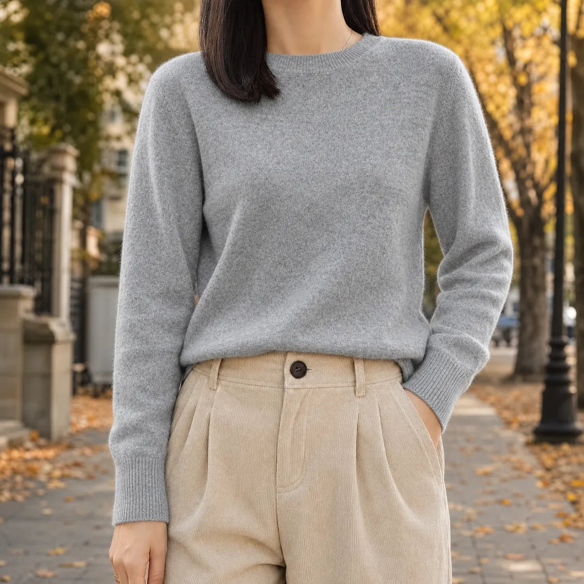 Crewneck Sweater – Black Soft Knit Long-Sleeve Pullover