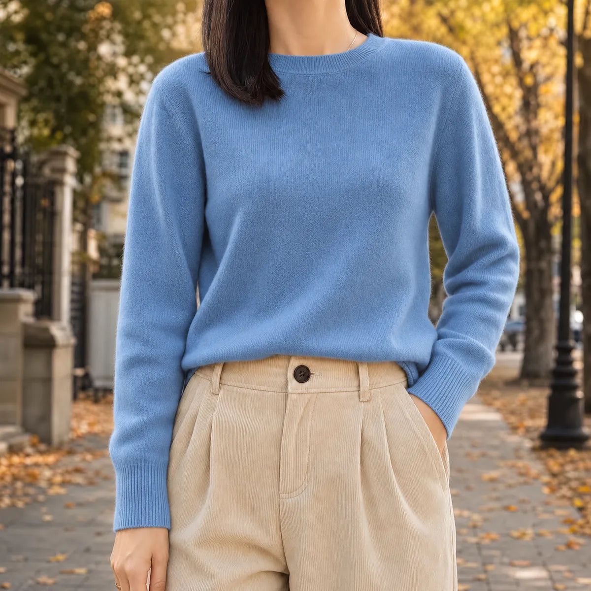 Crewneck Sweater – Black Soft Knit Long-Sleeve Pullover