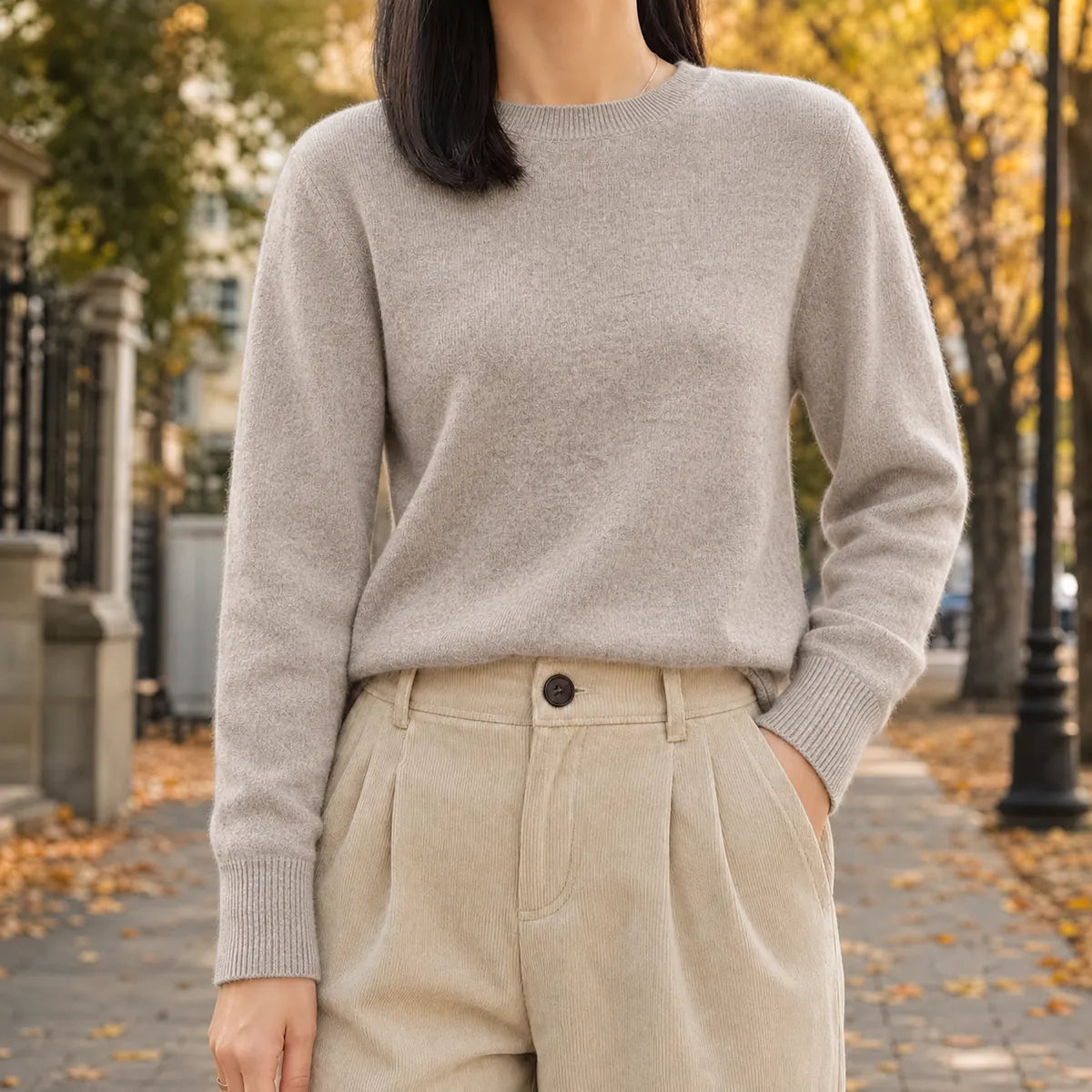 Crewneck Sweater – Black Soft Knit Long-Sleeve Pullover