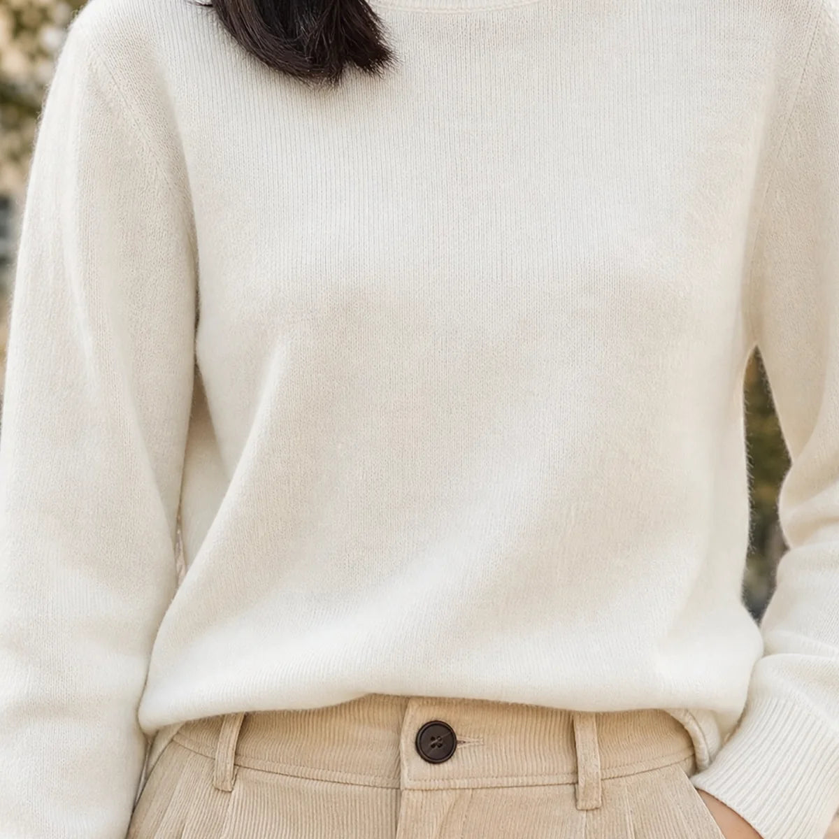 Crewneck Sweater – Black Soft Knit Long-Sleeve Pullover