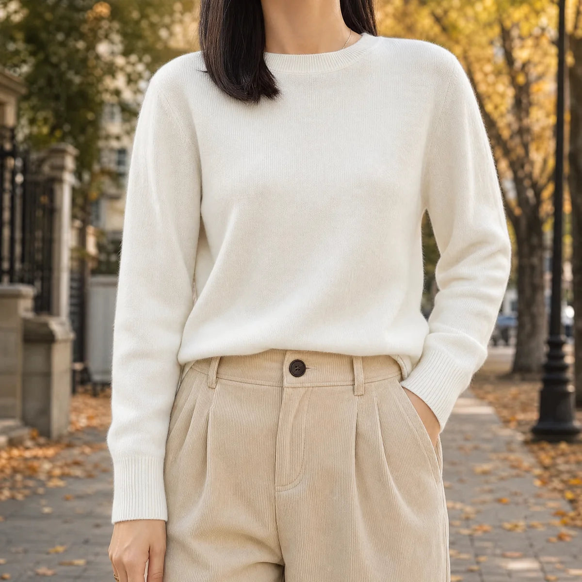Crewneck Sweater – Black Soft Knit Long-Sleeve Pullover