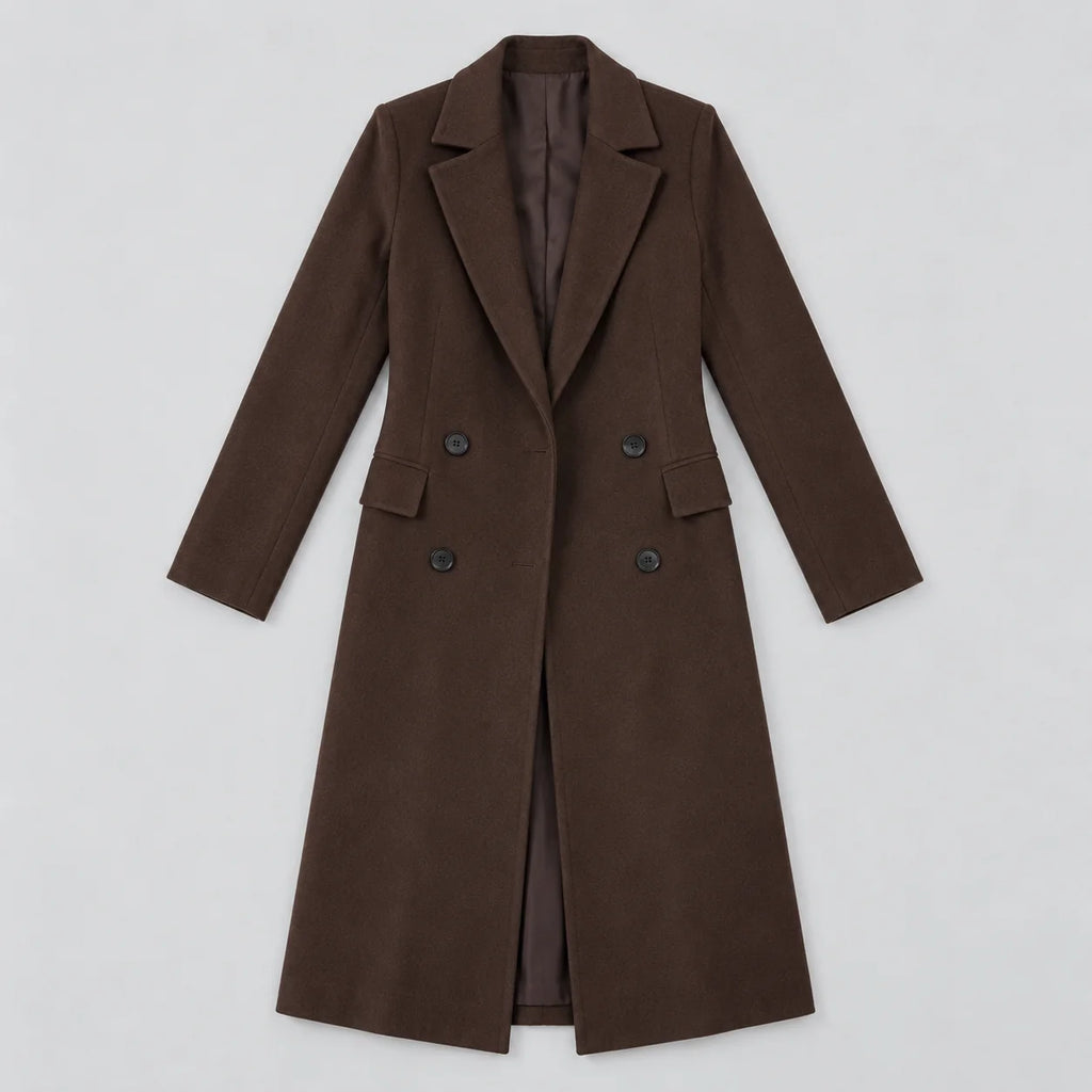 Double breasted coat women – Dark Brown