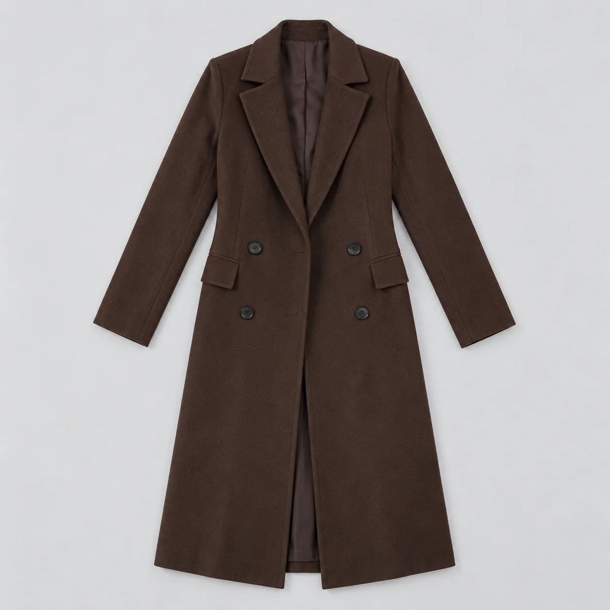 Double breasted coat women – Dark Brown