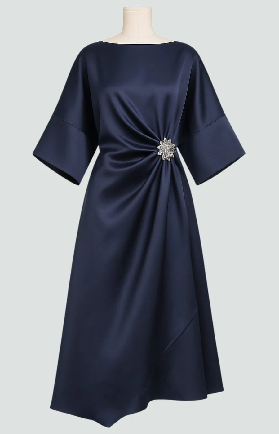 Draped Cape Sleeve Formal Maxi Dress