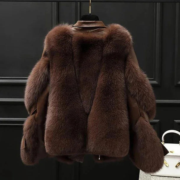 Faux Leather Jacket with Faux Fur Collar