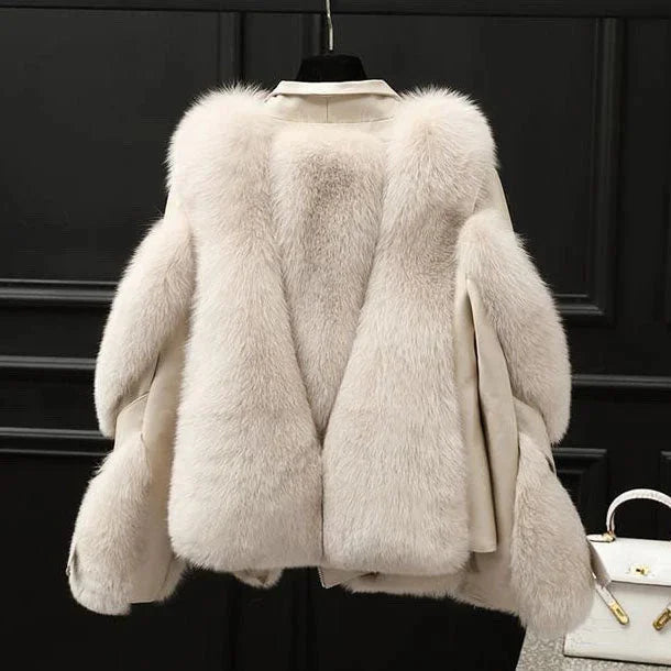 Faux Leather Jacket with Faux Fur Collar
