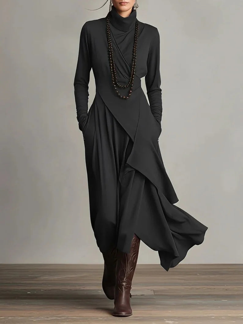 High Neck Maxi Dress with Long Sleeves