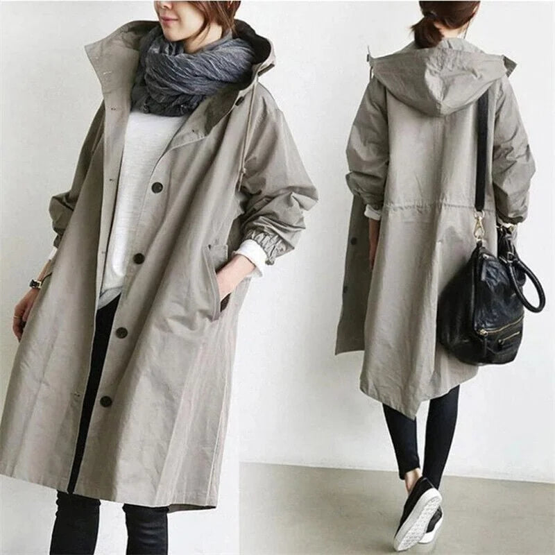 Hooded Waterproof Trench Coat for Women