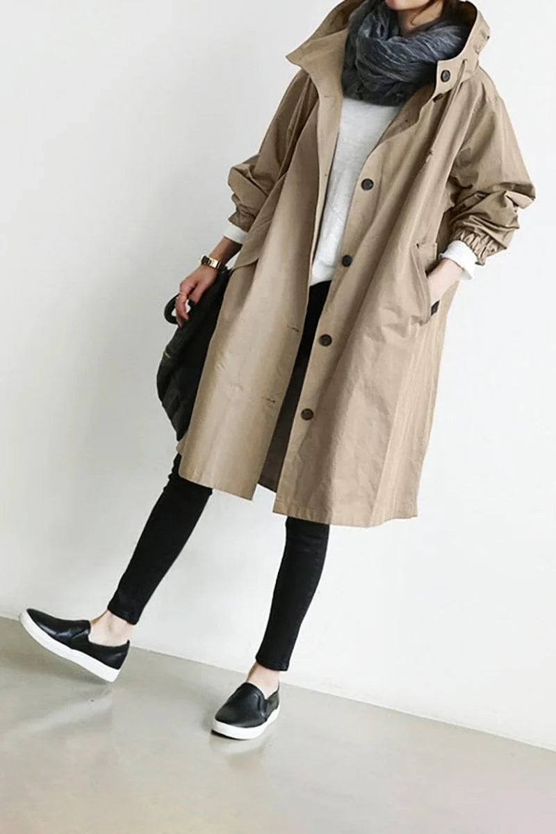 Hooded Waterproof Trench Coat for Women