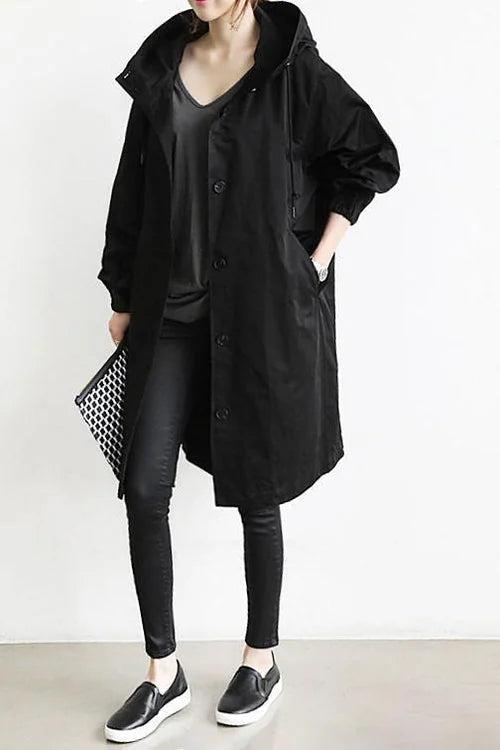 Hooded Waterproof Trench Coat for Women