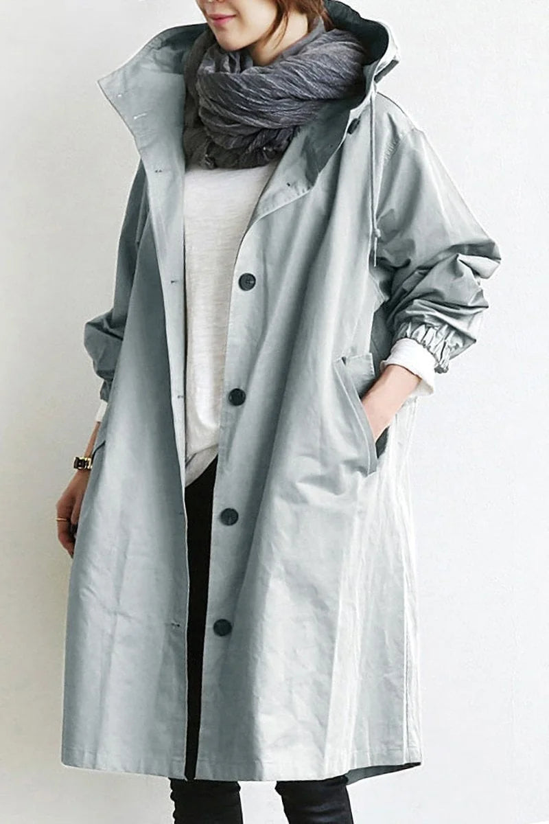 Hooded Waterproof Trench Coat for Women