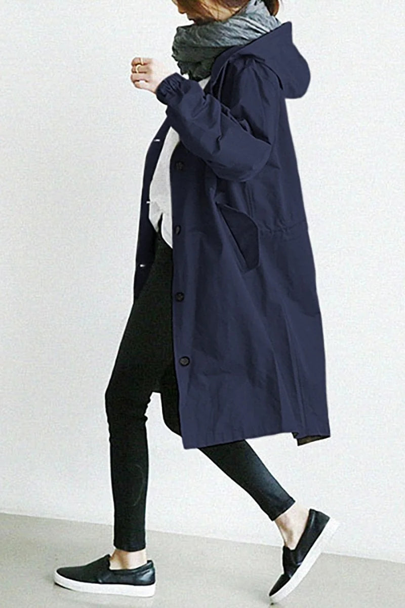 Hooded Waterproof Trench Coat for Women