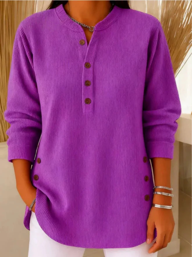 womens knit henley top – Purple