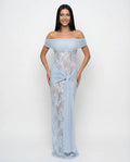 Lace Maxi Dress Off Shoulder with Twist Knot