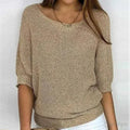 Maja Textured Knit Sweater for Women - Crew Neck Pattern Knit Pullover