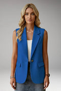 Octavia Sleeveless Blazer Notch Collar Flap Pockets
