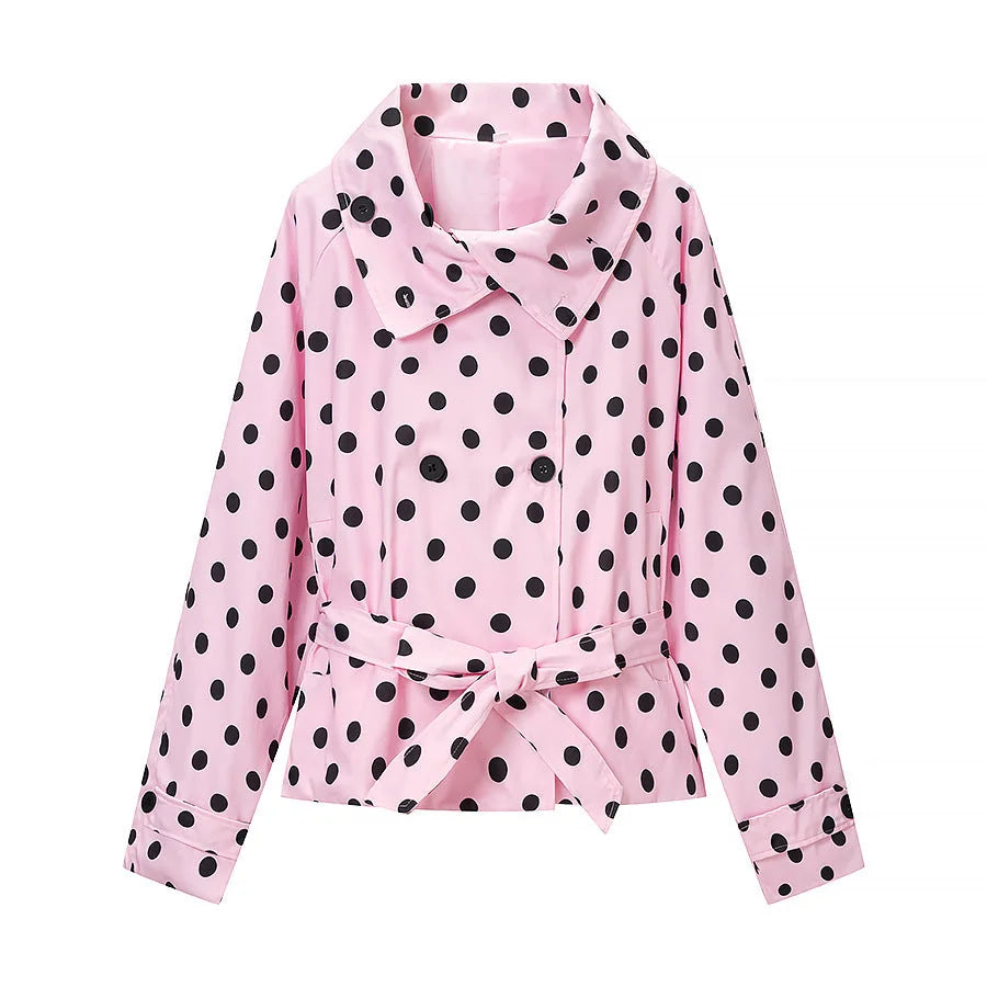 Pink Polka Dot Jacket – Belted Trench Jacket
