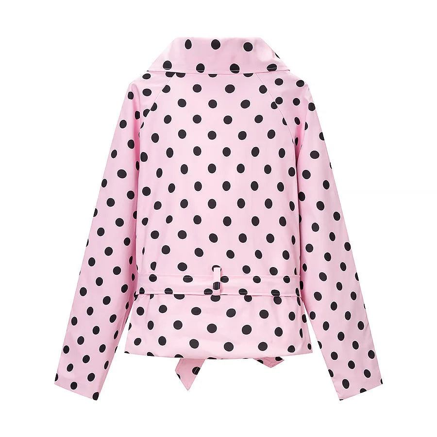 Pink Polka Dot Jacket – Belted Trench Jacket