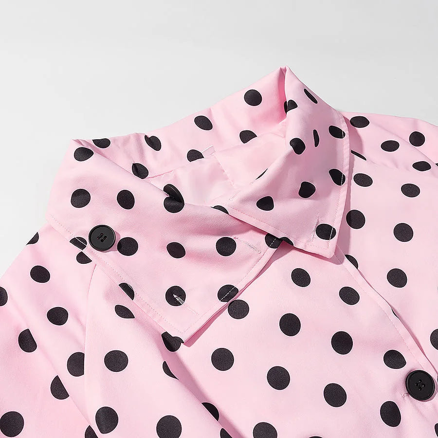 Pink Polka Dot Jacket – Belted Trench Jacket