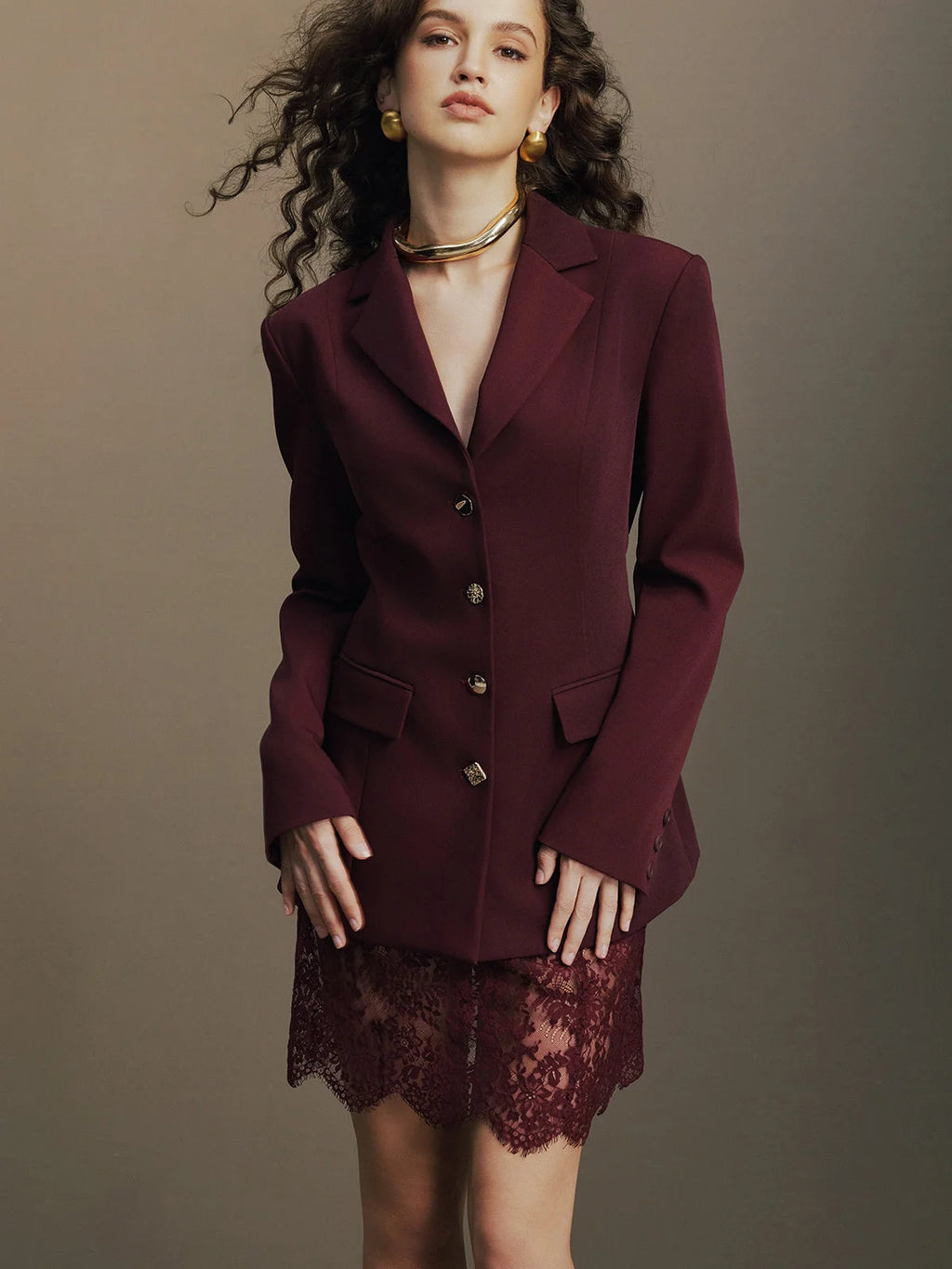 Rowena Fitted Blazer Long Sleeve Back Belt