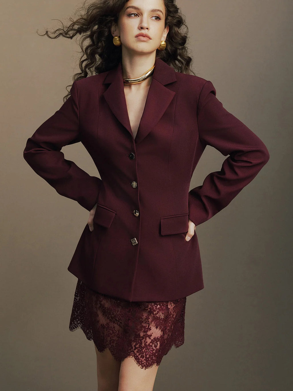 Rowena Fitted Blazer Long Sleeve Back Belt