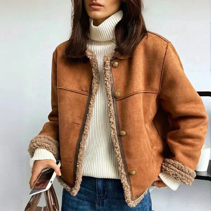 sherpa jacket women – Brown