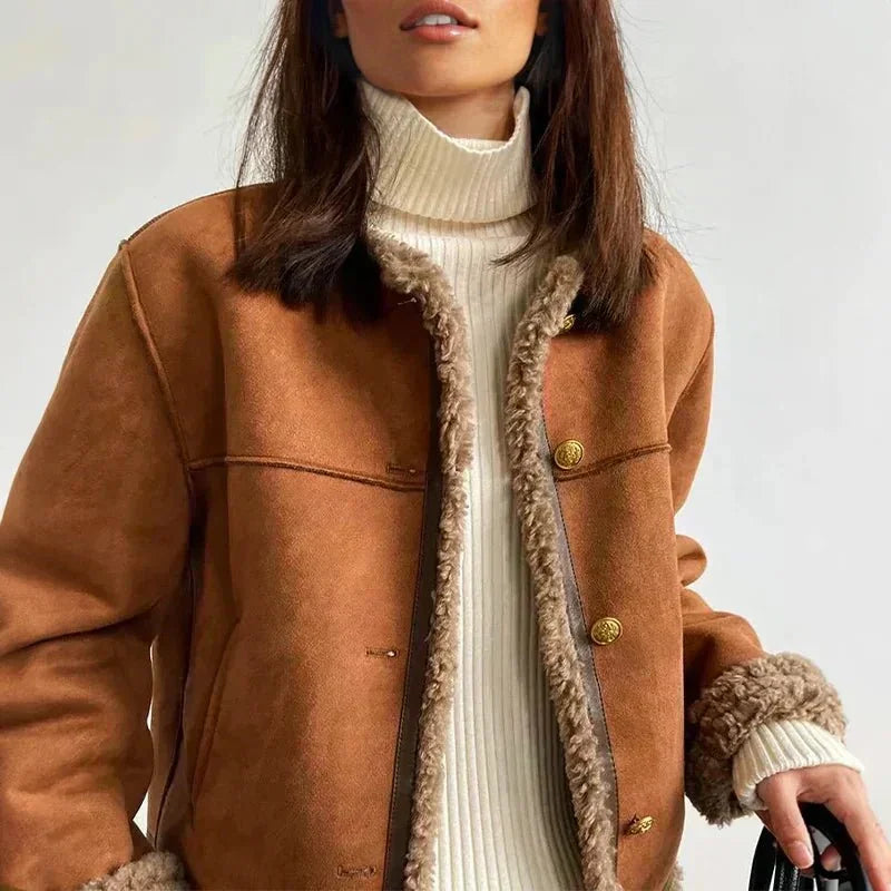 sherpa jacket women – Brown