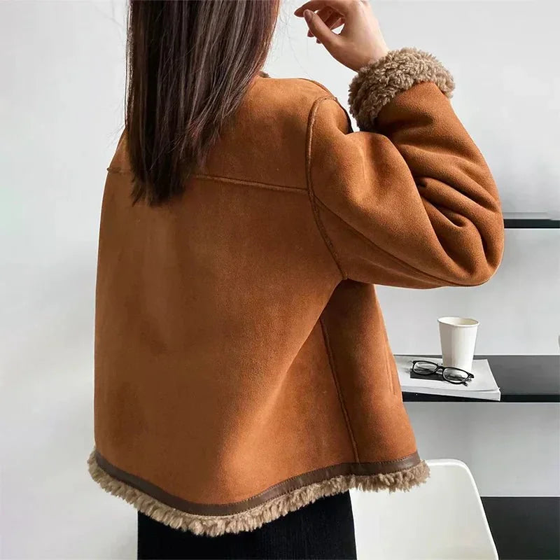 sherpa jacket women – Brown
