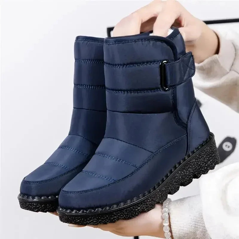 snow boots women waterproof quilted – Blue