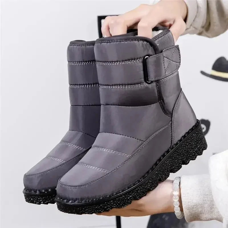 snow boots women waterproof quilted – Gray