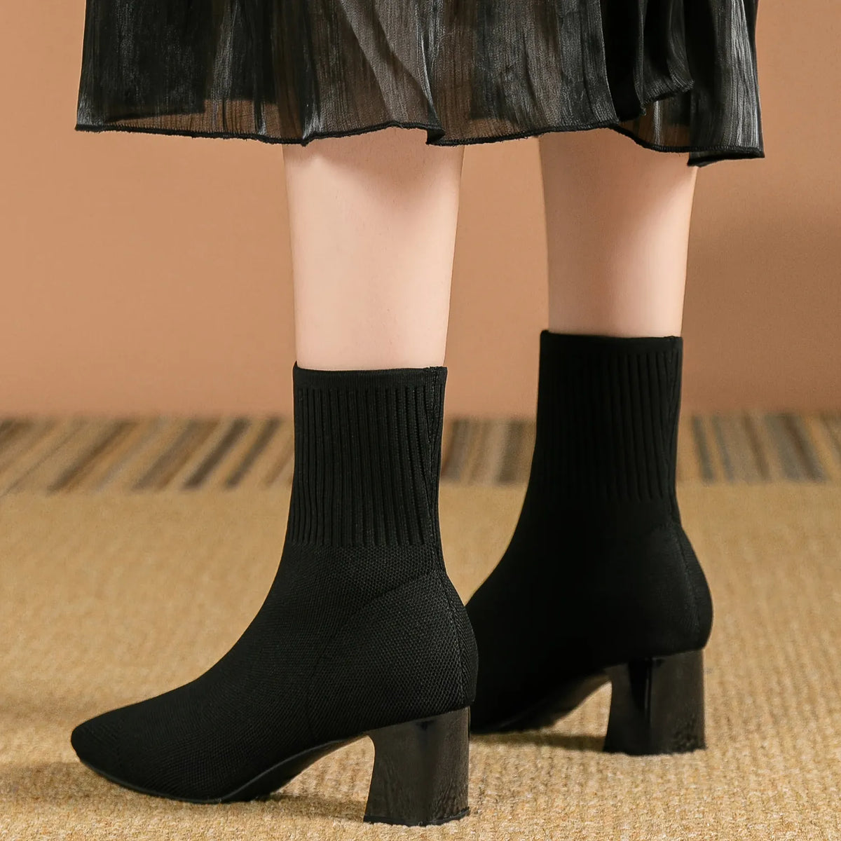 sock ankle boots – Black