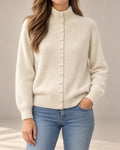 stand collar cardigan – Apricot