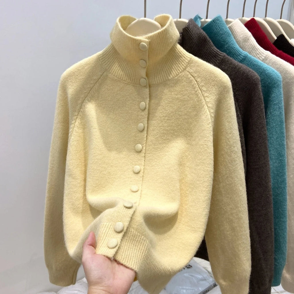 stand collar cardigan – Apricot