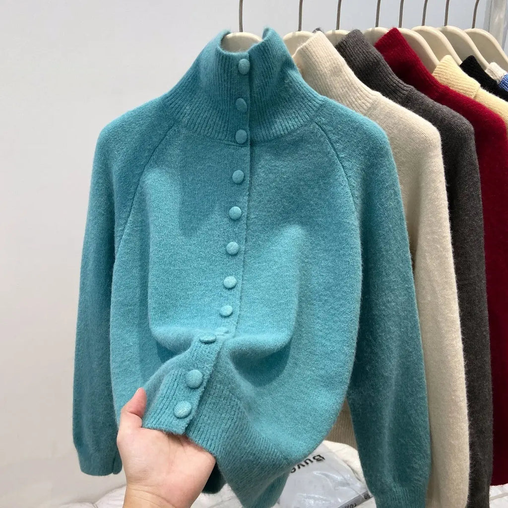stand collar cardigan – Apricot