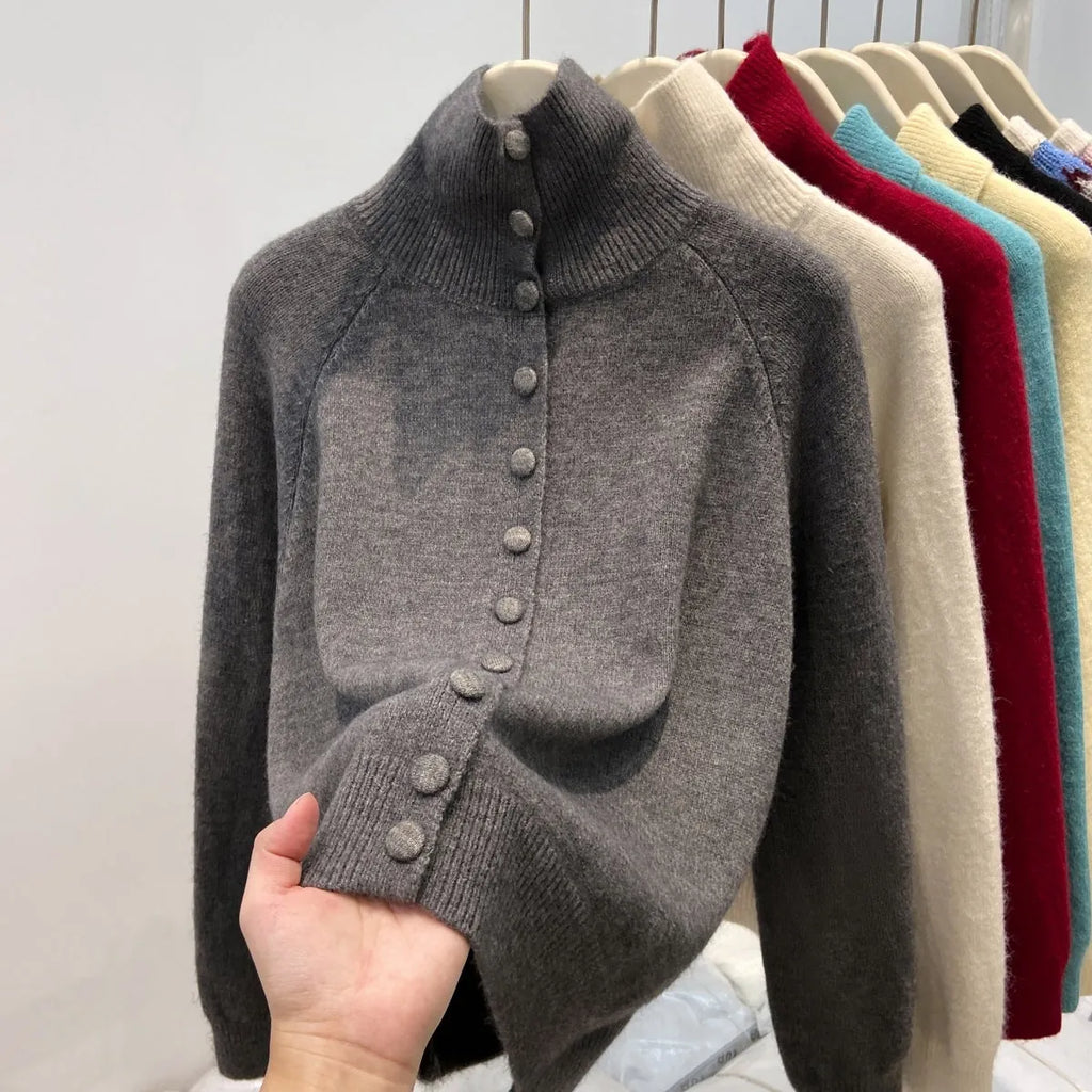 stand collar cardigan – Apricot