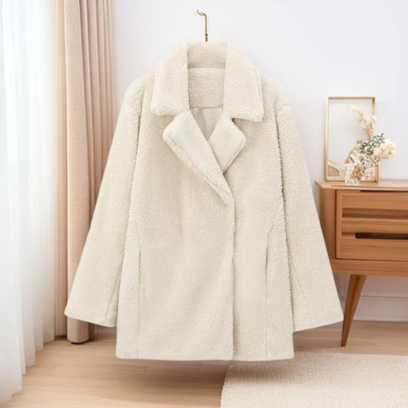 Teddy Coat Oversized Faux Fur Notch Collar