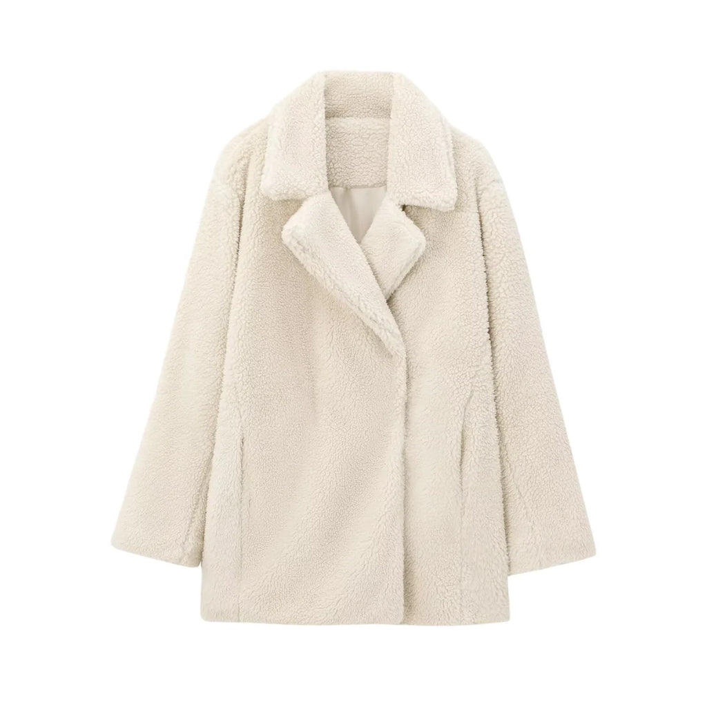 Teddy Coat Oversized Faux Fur Notch Collar