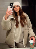 Teddy Jacket – Beige Fleece Zip-Up High Collar