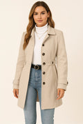 Trench Coat – Champagne Belted Button-Front