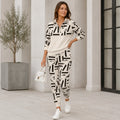 Two Piece Set – Beige Lounge Set Top and Pants